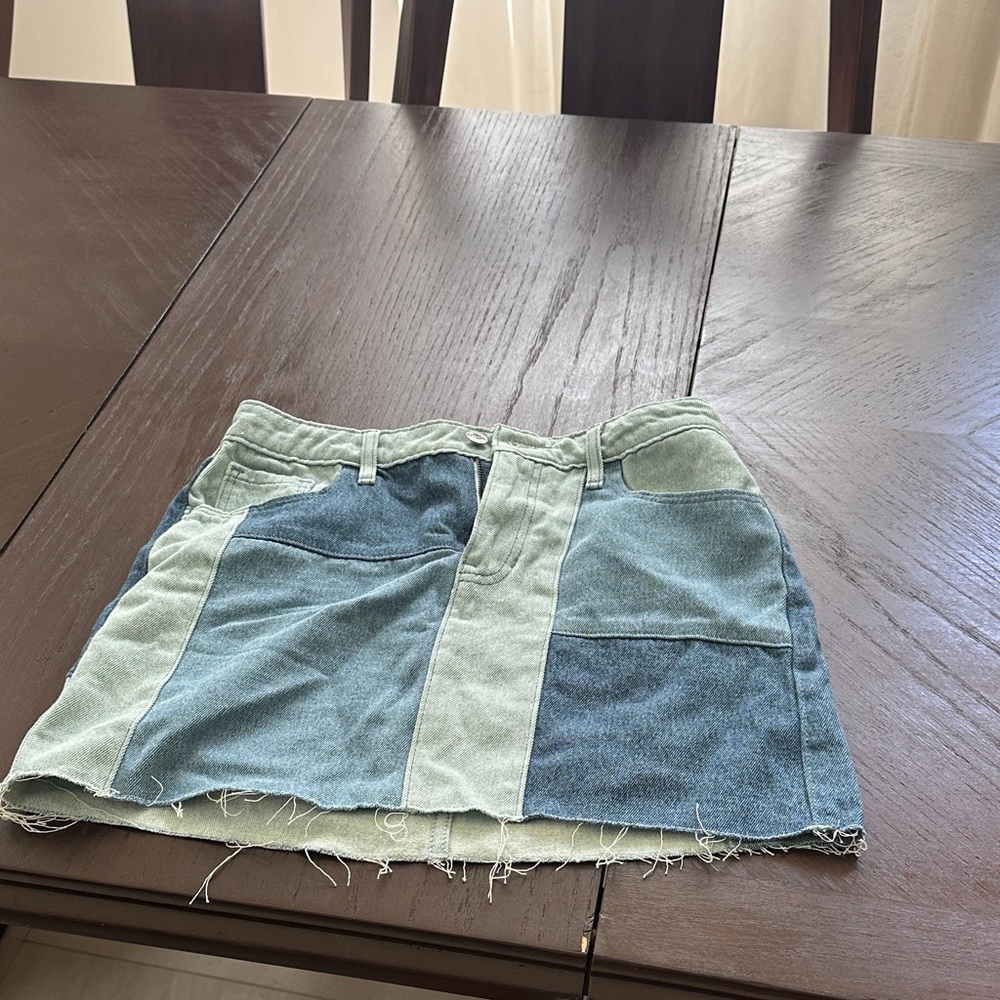 Hollister Two-Tone Denim Mini Skirt